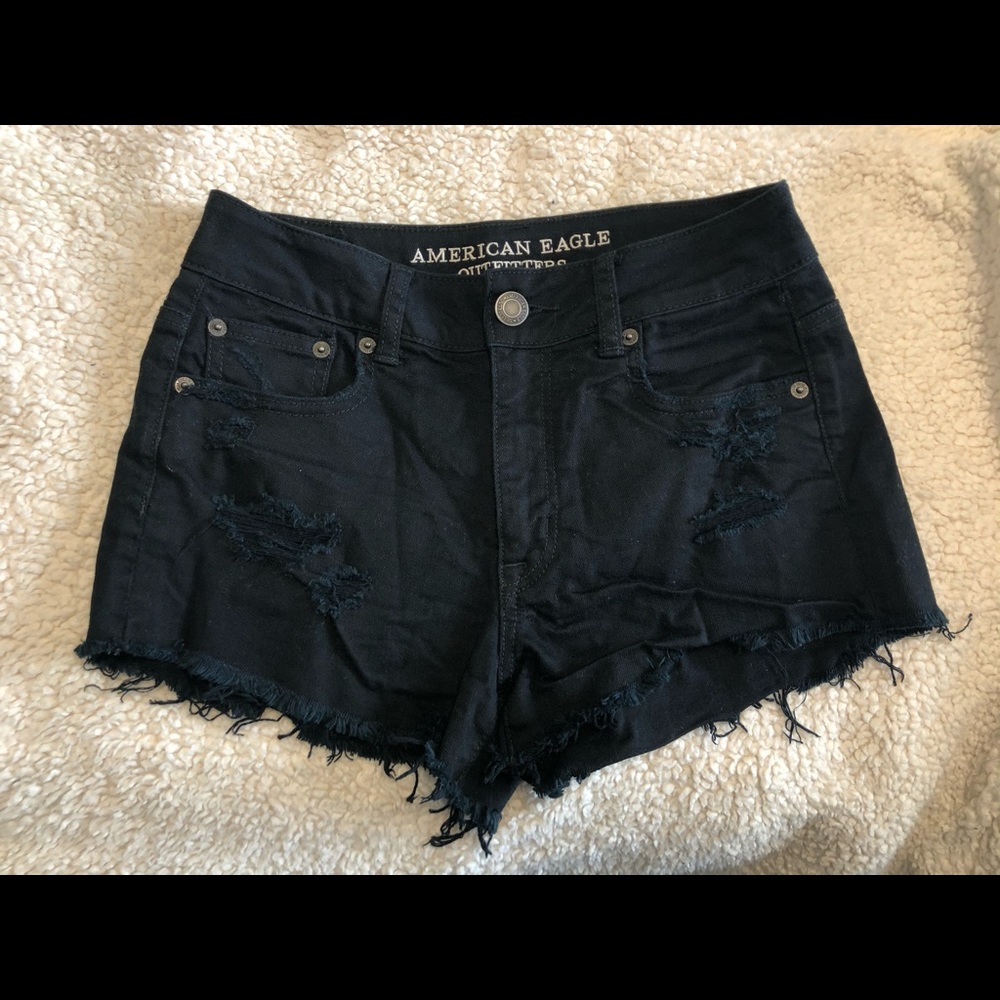 Black denim shorts